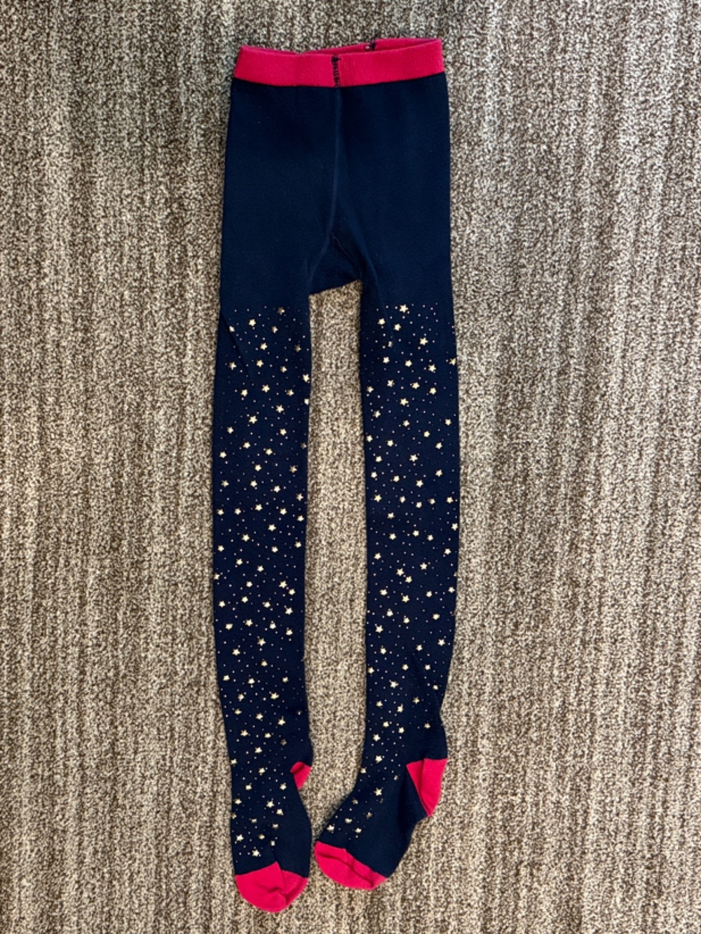 Mini Boden Kids 9Y 10Y Navy Golden Star Tights